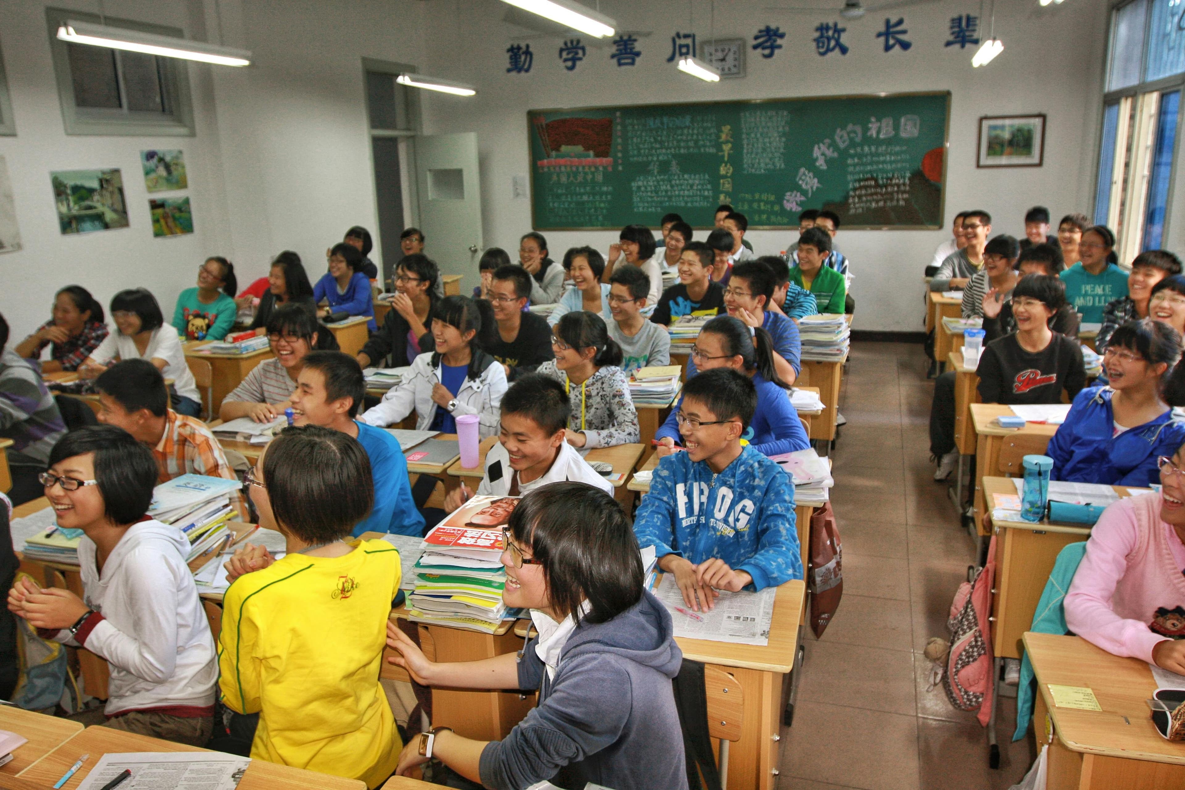 Busy classroom in China